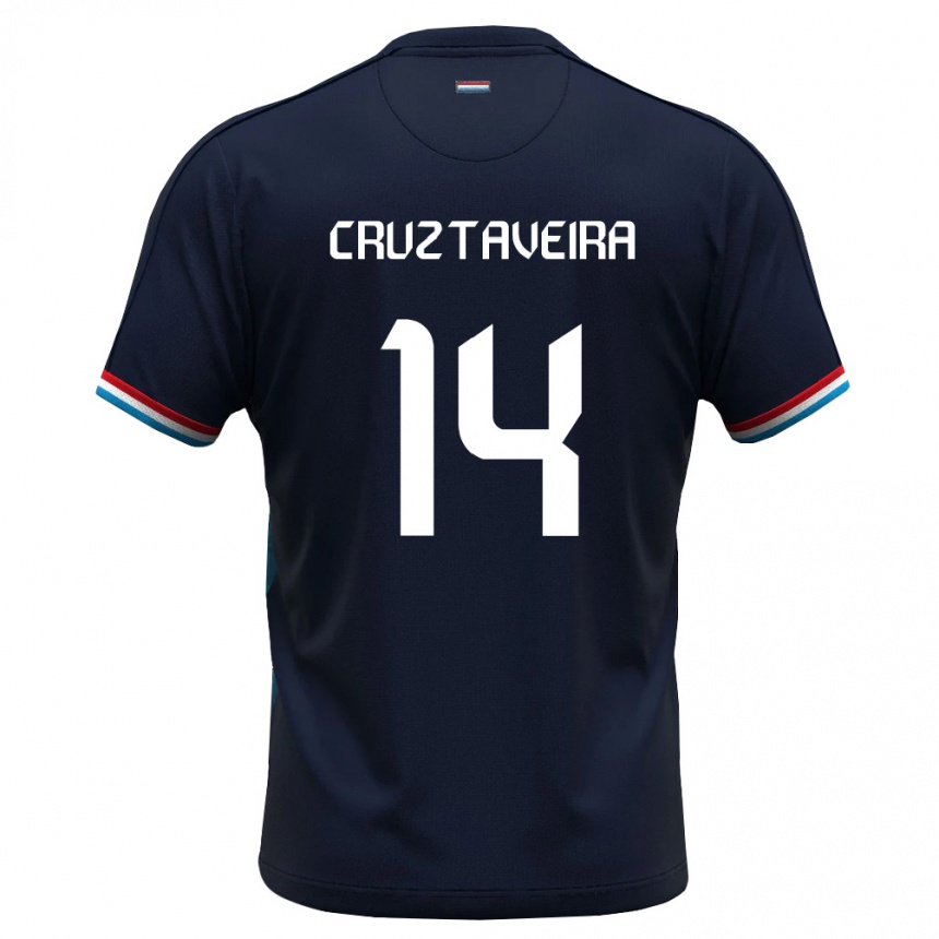 נשים כדורגל לוקסמבורג Edson Cruz Taveira #14 כחול מלכותי אדום הרחק ג'רזי 26-28