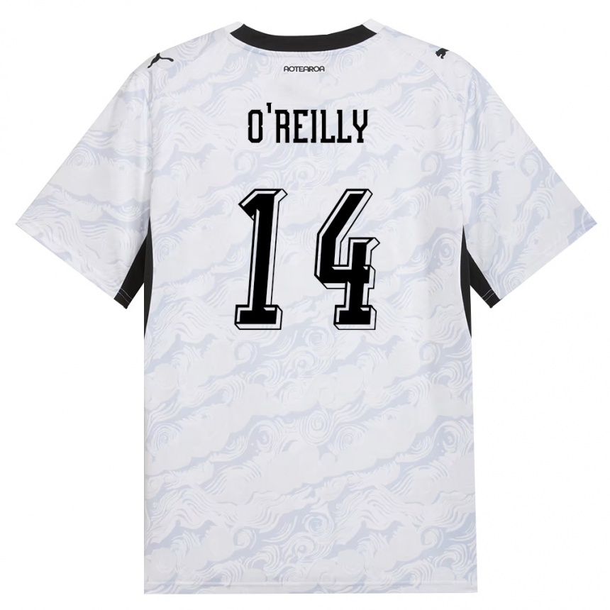 נשים כדורגל ניו-זילנד Jackson O'reilly #14 שחור לבן הרחק ג'רזי 26-28