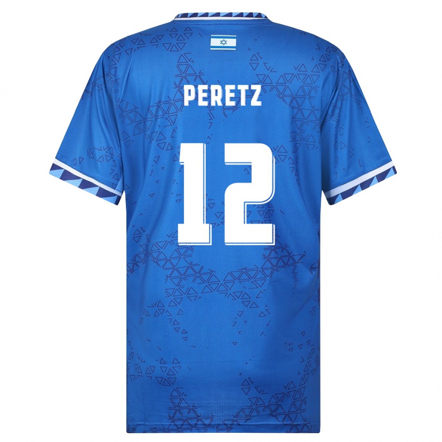 נשים כדורגל ישראל Yaniv Peretz #12 כחול לבן הרחק ג'רזי 26-28