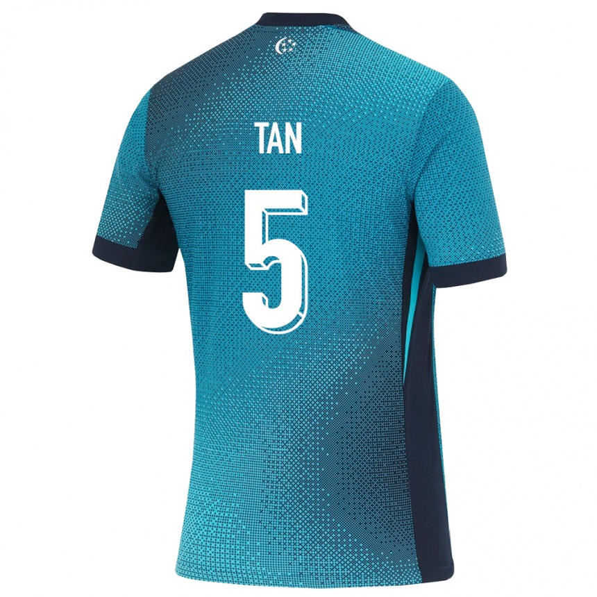 נשים כדורגל סינגפור Merrick Tan #5 טורקיז כהה שחור הרחק ג'רזי 26-28
