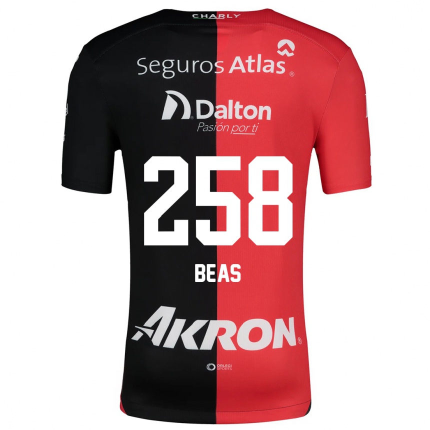 ילדים כדורגל Álvaro Beas #258 אדום שחור ג'רזי ביתית 2024/25
