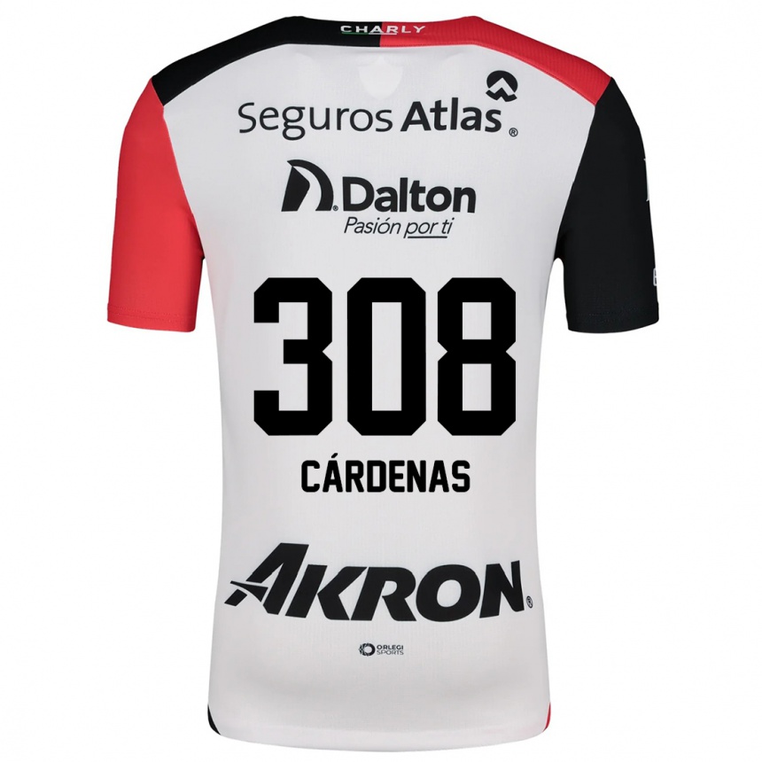 ילדים כדורגל Rodrigo Cárdenas #308 לבן אדום שחור הרחק ג'רזי 2024/25