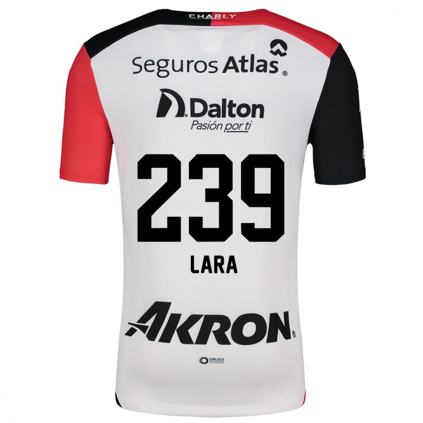 ילדים כדורגל Guadalupe Lara #239 לבן אדום שחור הרחק ג'רזי 2024/25