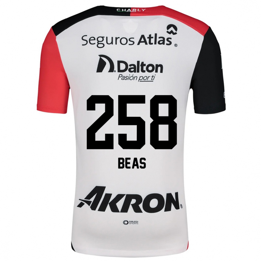 ילדים כדורגל Álvaro Beas #258 לבן אדום שחור הרחק ג'רזי 2024/25