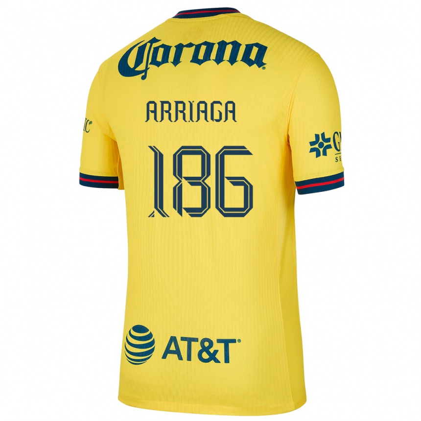גברים כדורגל Diego Arriaga #186 צהוב כחול ג'רזי ביתית 2024/25