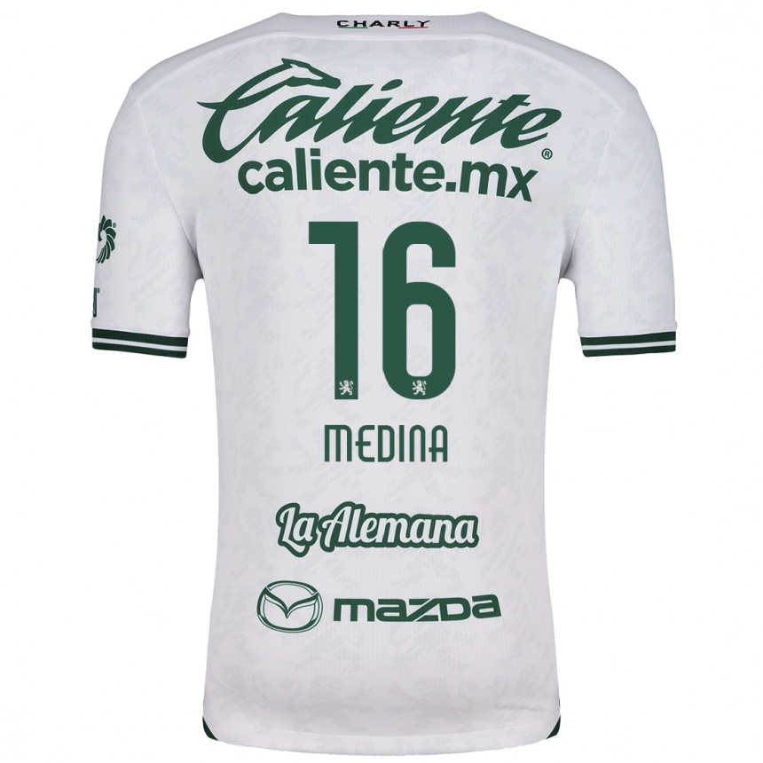 גברים כדורגל Alan Medina #16 לבן ירוק הרחק ג'רזי 2024/25