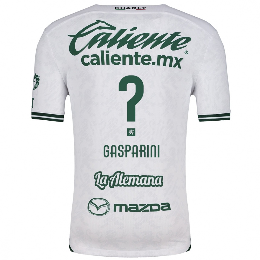גברים כדורגל Joaquín Gasparini #0 לבן ירוק הרחק ג'רזי 2024/25