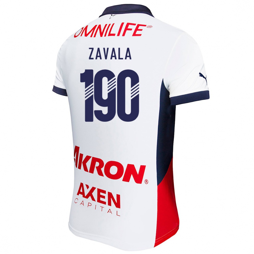 גברים כדורגל Juan Zavala #190 לבן אדום כחול הרחק ג'רזי 2024/25