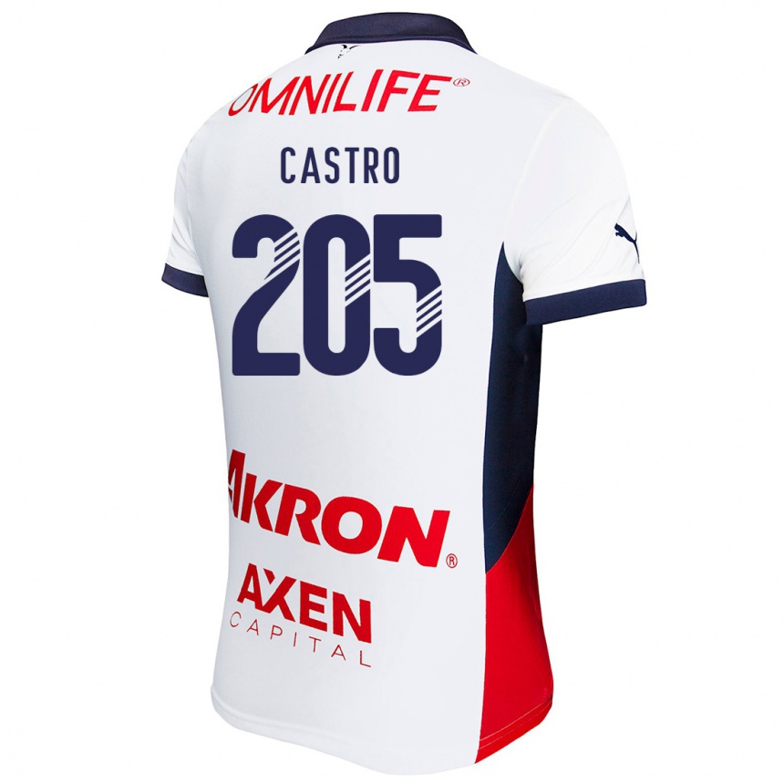 גברים כדורגל Ariel Castro #205 לבן אדום כחול הרחק ג'רזי 2024/25