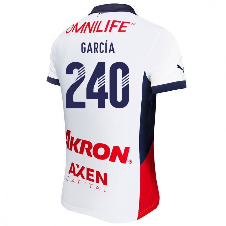 גברים כדורגל Víctor García #240 לבן אדום כחול הרחק ג'רזי 2024/25