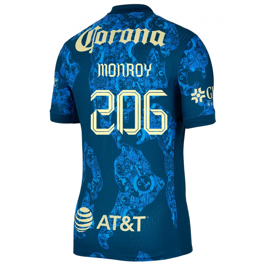 גברים כדורגל Diego Monroy #206 כחול צהוב הרחק ג'רזי 2024/25