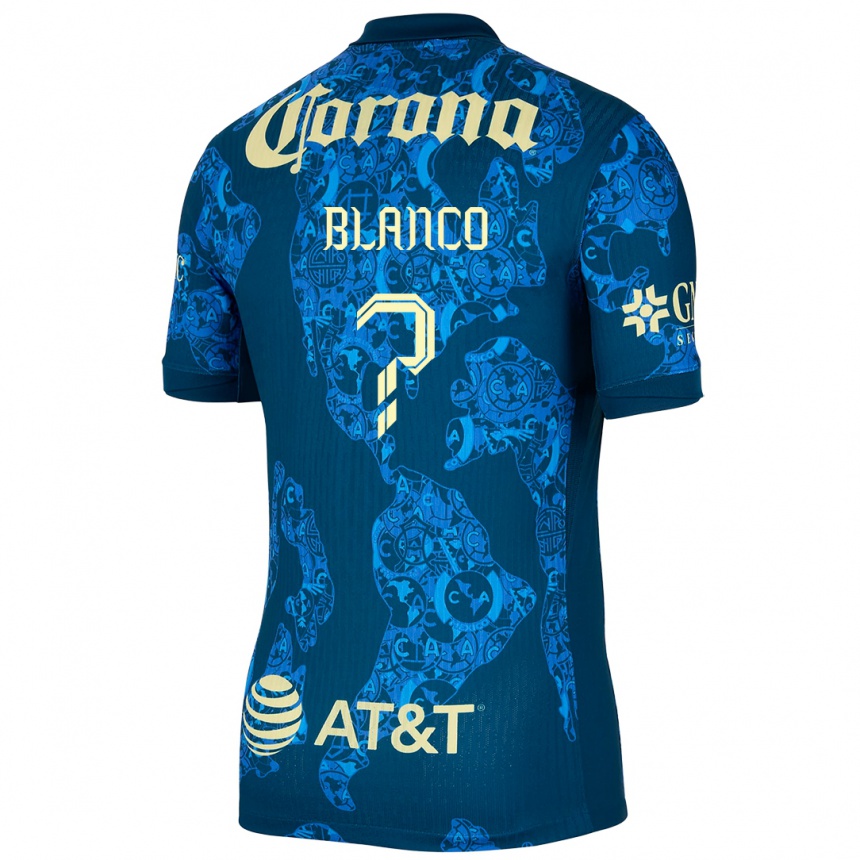 גברים כדורגל Lionel Blanco #0 כחול צהוב הרחק ג'רזי 2024/25
