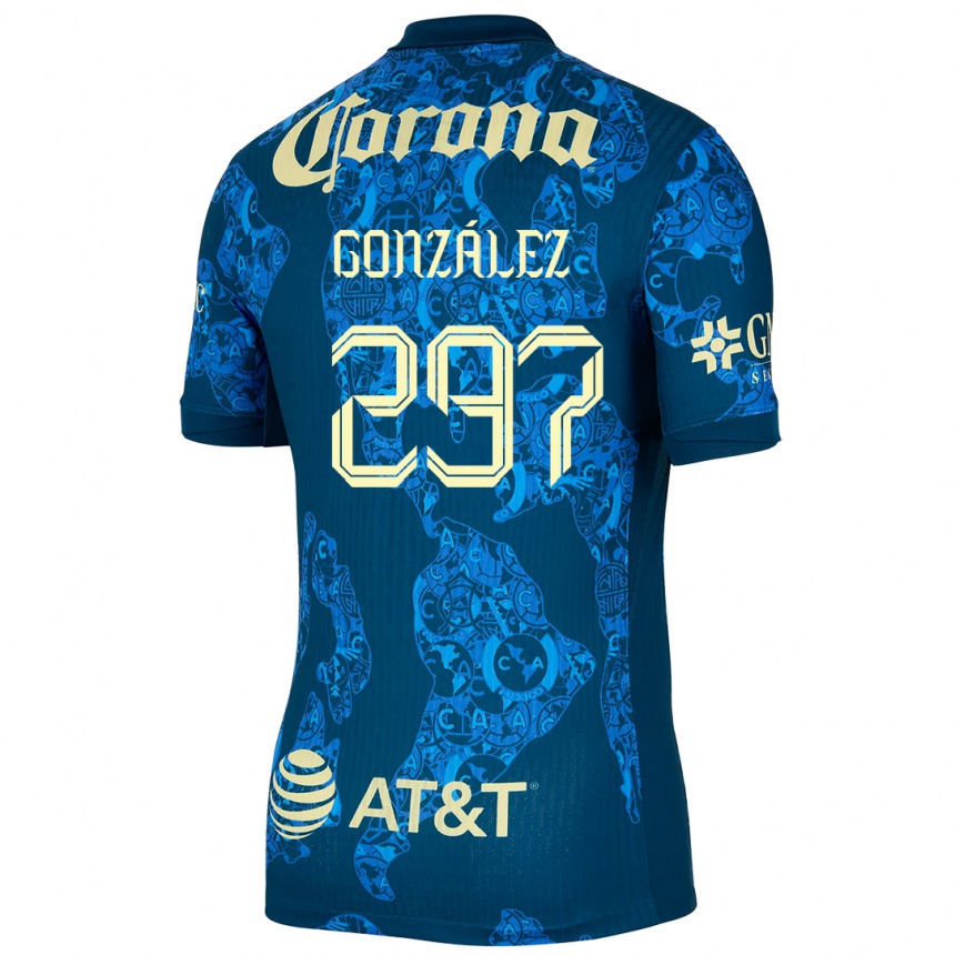 גברים כדורגל Océlotl González #297 כחול צהוב הרחק ג'רזי 2024/25
