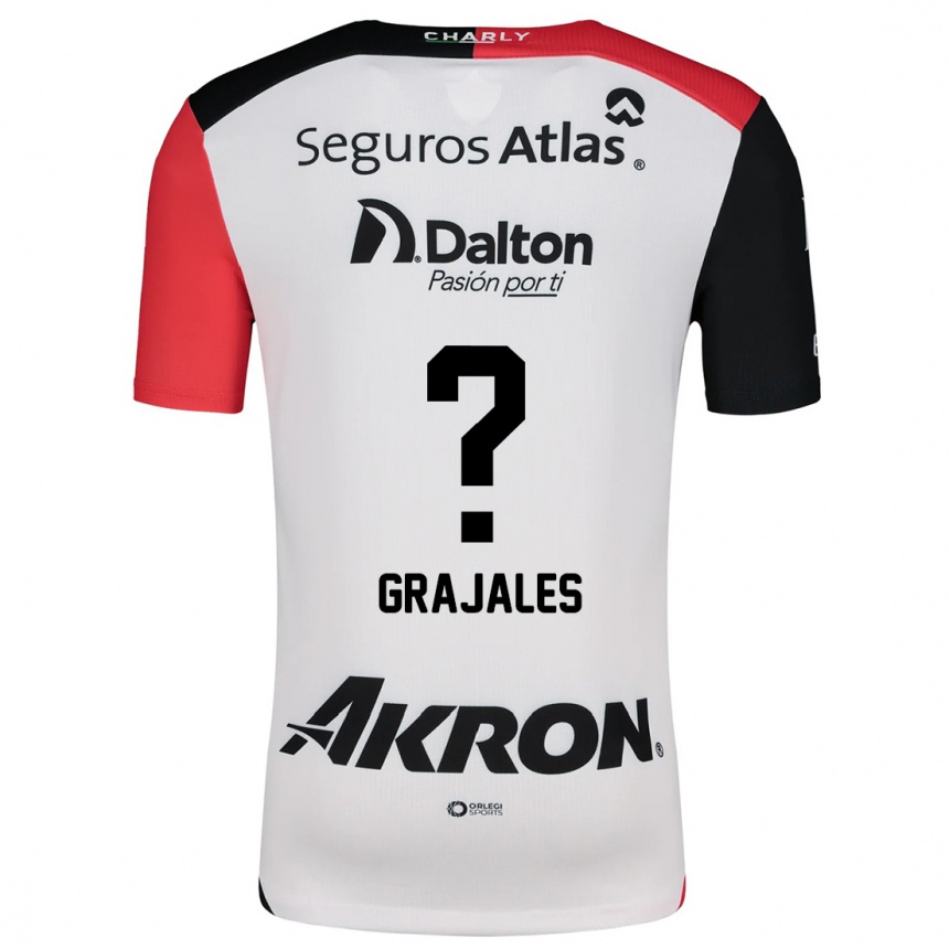 נשים כדורגל David Grajales #0 לבן אדום שחור הרחק ג'רזי 2024/25