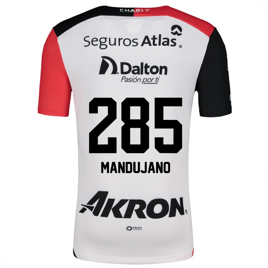 נשים כדורגל Sebastián Mandujano #285 לבן אדום שחור הרחק ג'רזי 2024/25