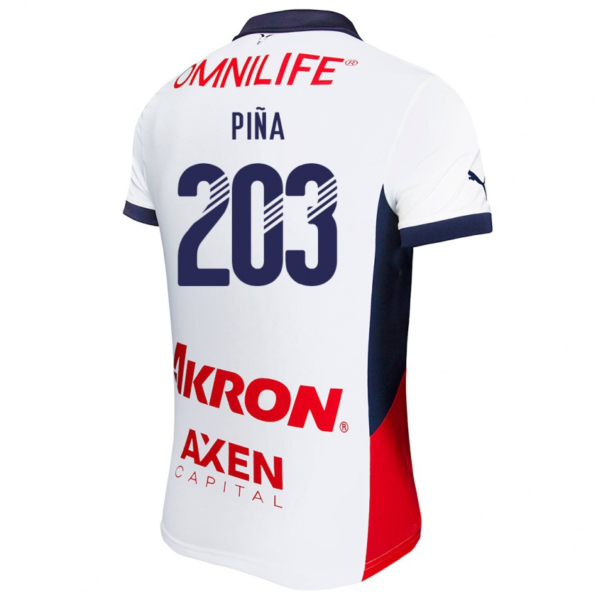 נשים כדורגל Fernando Piña #203 לבן אדום כחול הרחק ג'רזי 2024/25