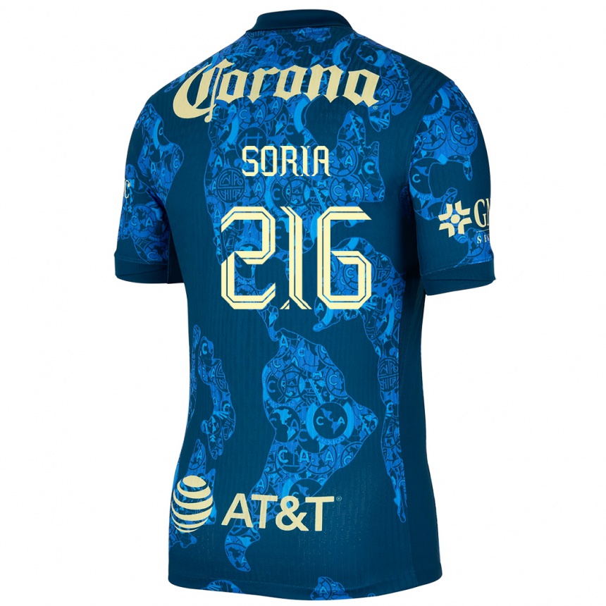 נשים כדורגל Emiliano Soria #216 כחול צהוב הרחק ג'רזי 2024/25