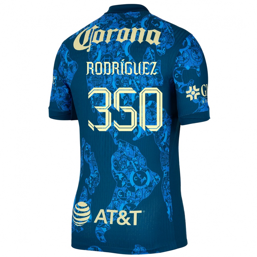 נשים כדורגל Ángel Rodríguez #350 כחול צהוב הרחק ג'רזי 2024/25