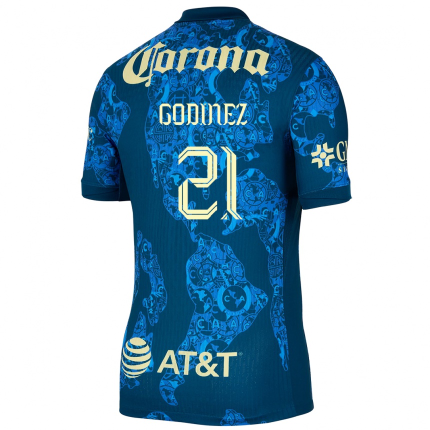 נשים כדורגל Alexandra Godinez #21 כחול צהוב הרחק ג'רזי 2024/25
