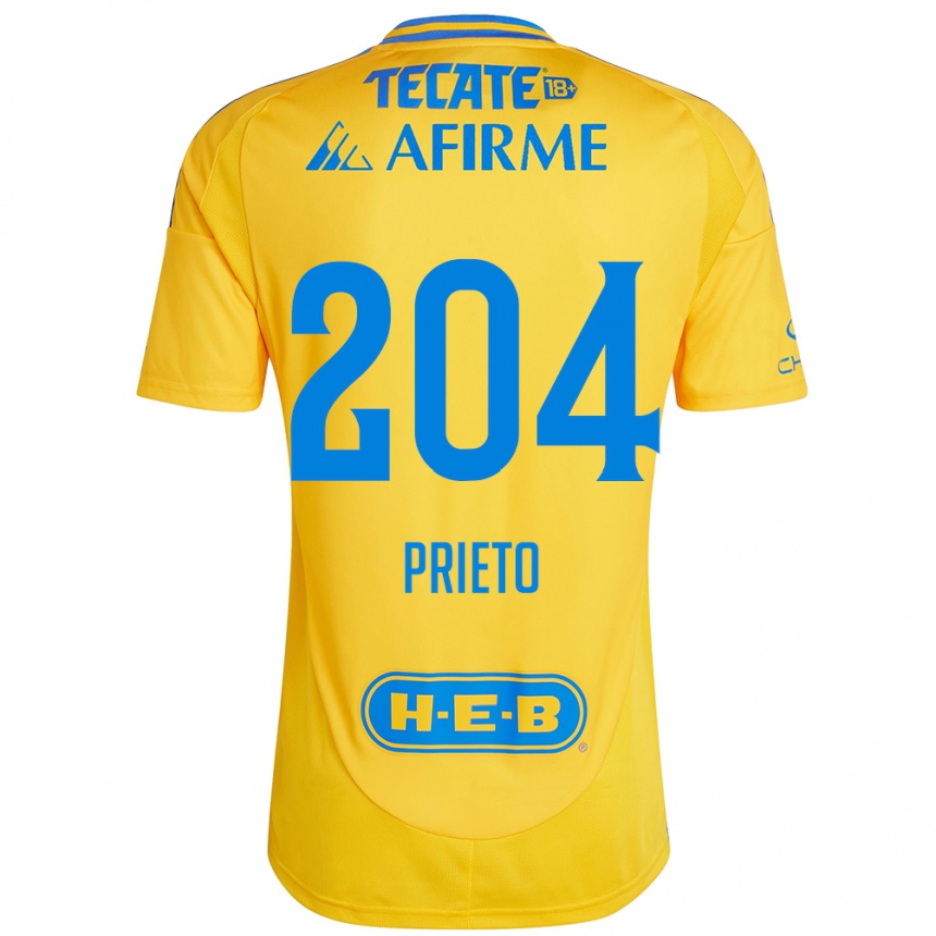 ילדים כדורגל Leonel Prieto #204 זהב צהוב ג'רזי ביתית 2024/25