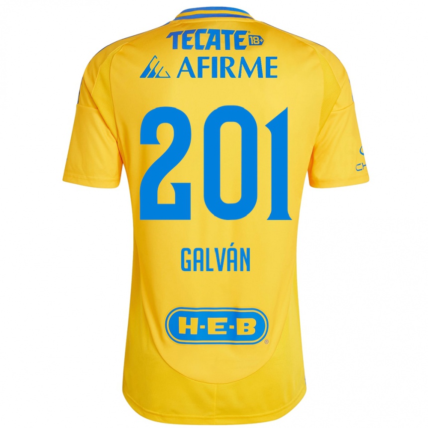 ילדים כדורגל Isac Galván #201 זהב צהוב ג'רזי ביתית 2024/25