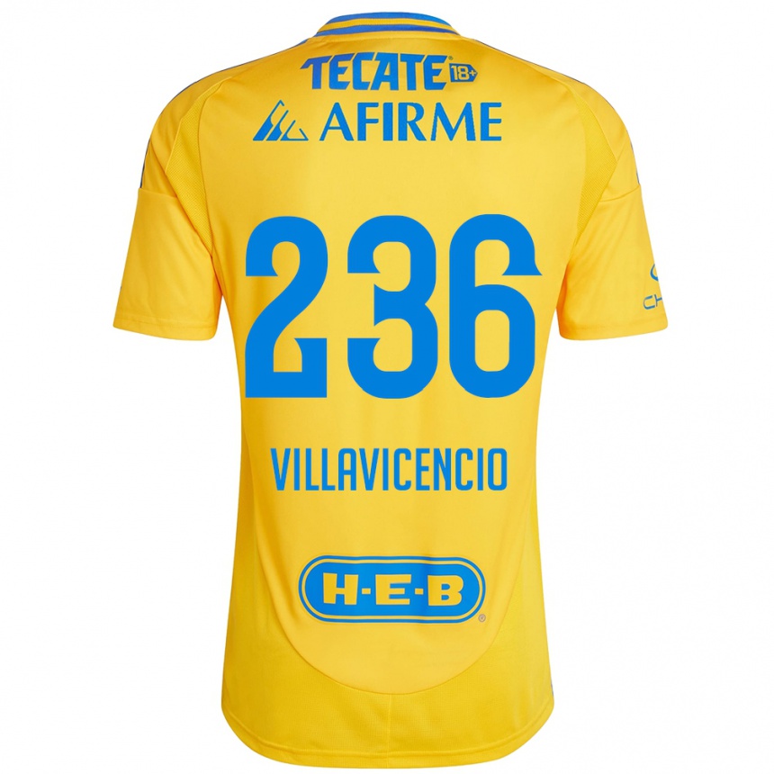 ילדים כדורגל Edgar Villavicencio #236 זהב צהוב ג'רזי ביתית 2024/25