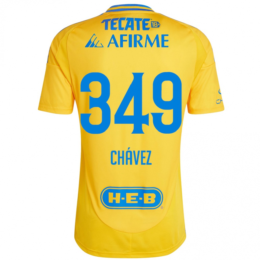 ילדים כדורגל Jorge Chávez #349 זהב צהוב ג'רזי ביתית 2024/25