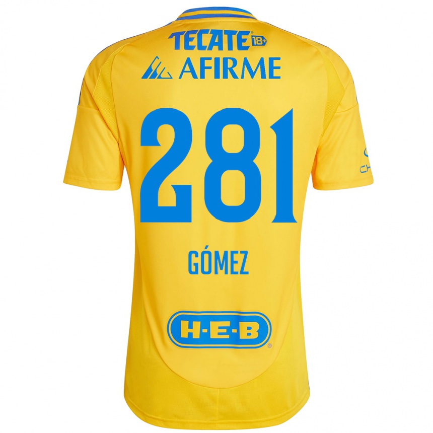 ילדים כדורגל Luis Gómez #281 זהב צהוב ג'רזי ביתית 2024/25