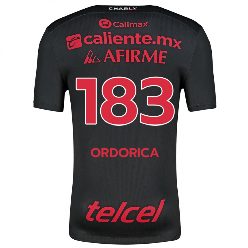 ילדים כדורגל Brandon Ordorica #183 שחור אדום ג'רזי ביתית 2024/25