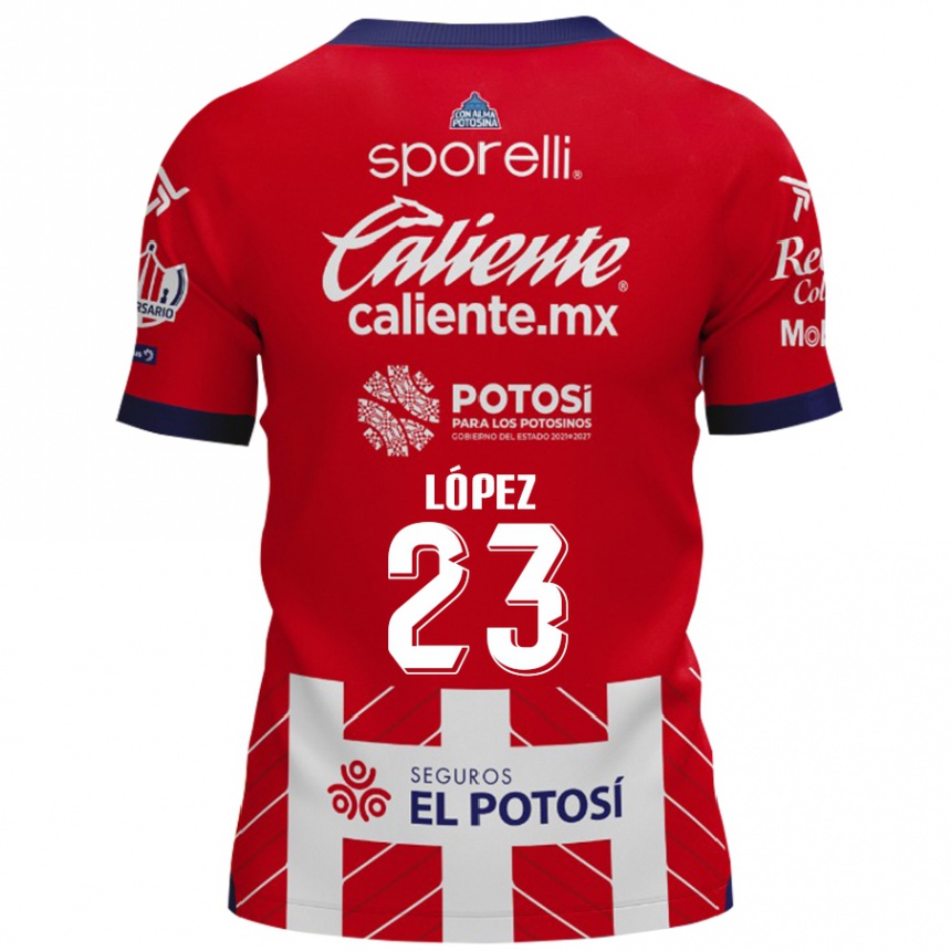 ילדים כדורגל César López #23 אדום לבן ג'רזי ביתית 2024/25
