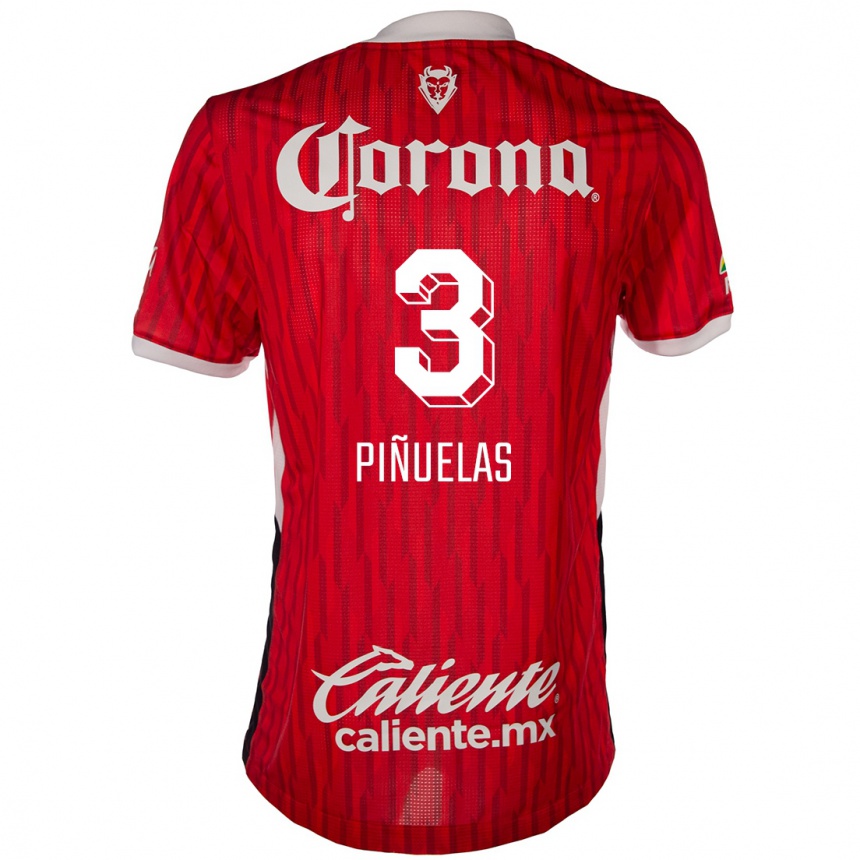 ילדים כדורגל Fernando Piñuelas #3 אדום לבן ג'רזי ביתית 2024/25