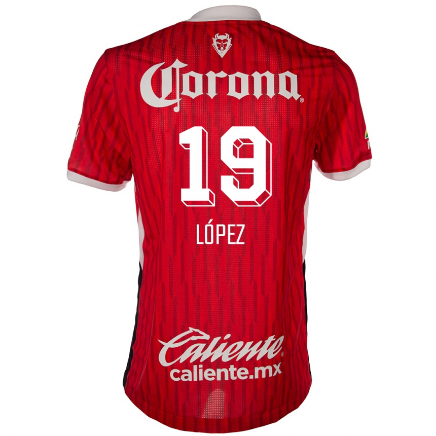 ילדים כדורגל Iván López #19 אדום לבן ג'רזי ביתית 2024/25