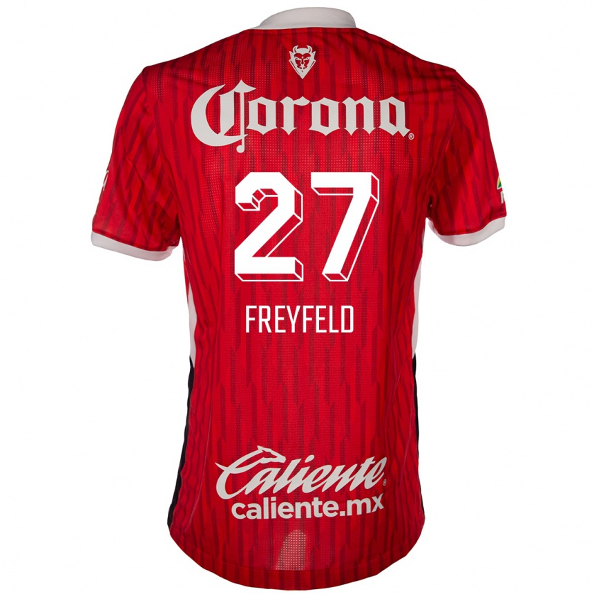 ילדים כדורגל Emiliano Freyfeld #27 אדום לבן ג'רזי ביתית 2024/25