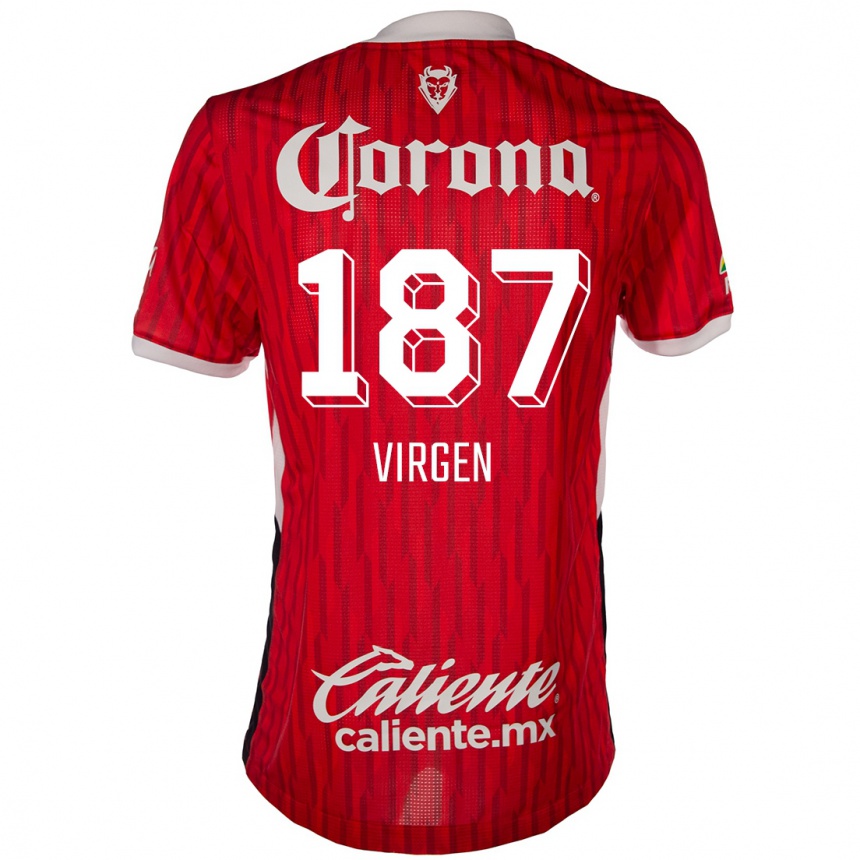 ילדים כדורגל Oswaldo Virgen #187 אדום לבן ג'רזי ביתית 2024/25