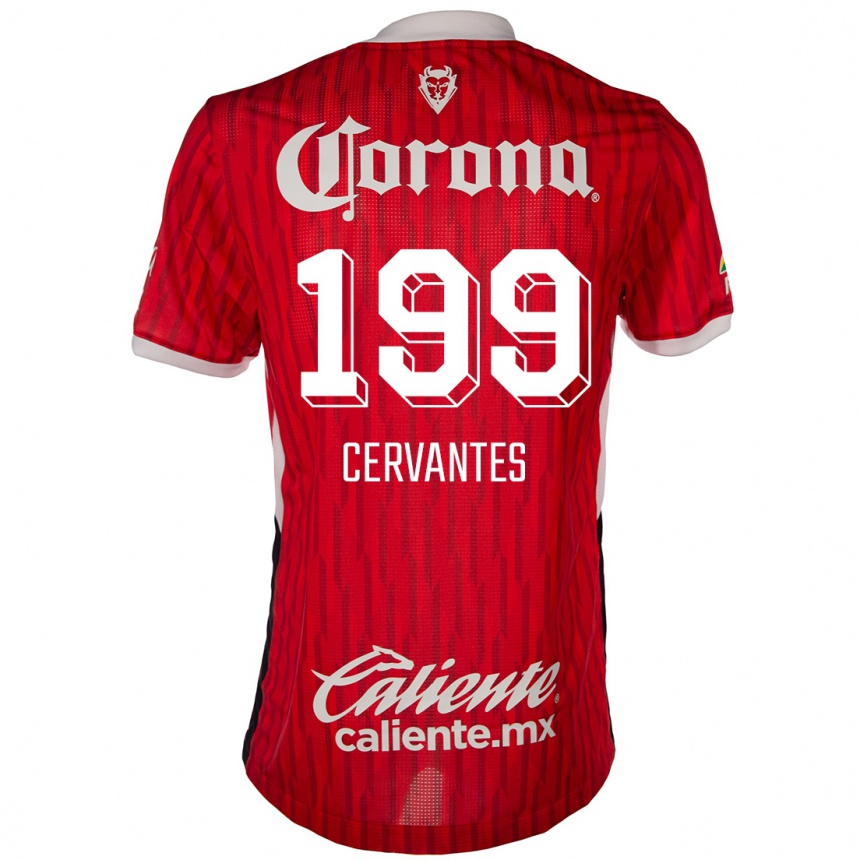 ילדים כדורגל Axel Cervantes #199 אדום לבן ג'רזי ביתית 2024/25
