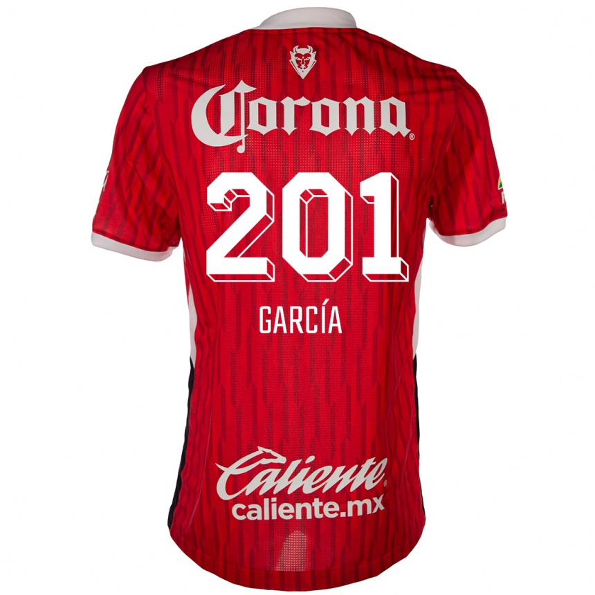 ילדים כדורגל Eros García #201 אדום לבן ג'רזי ביתית 2024/25