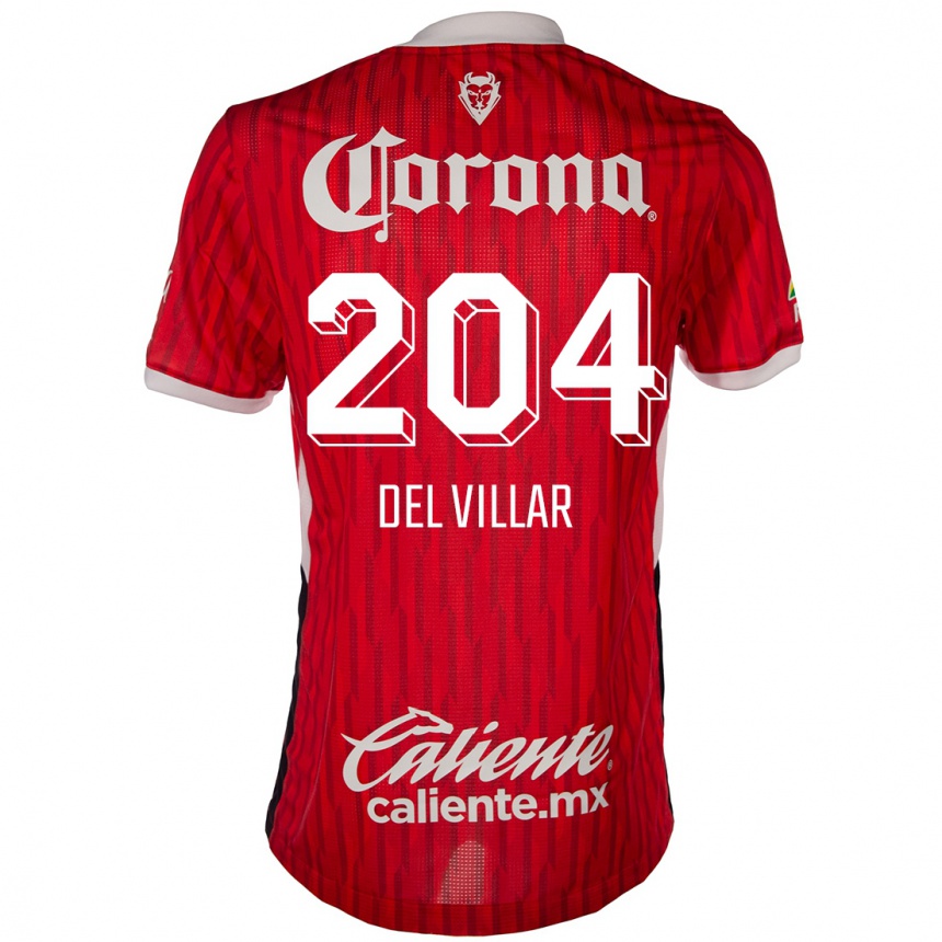 ילדים כדורגל Everardo Del Villar #204 אדום לבן ג'רזי ביתית 2024/25
