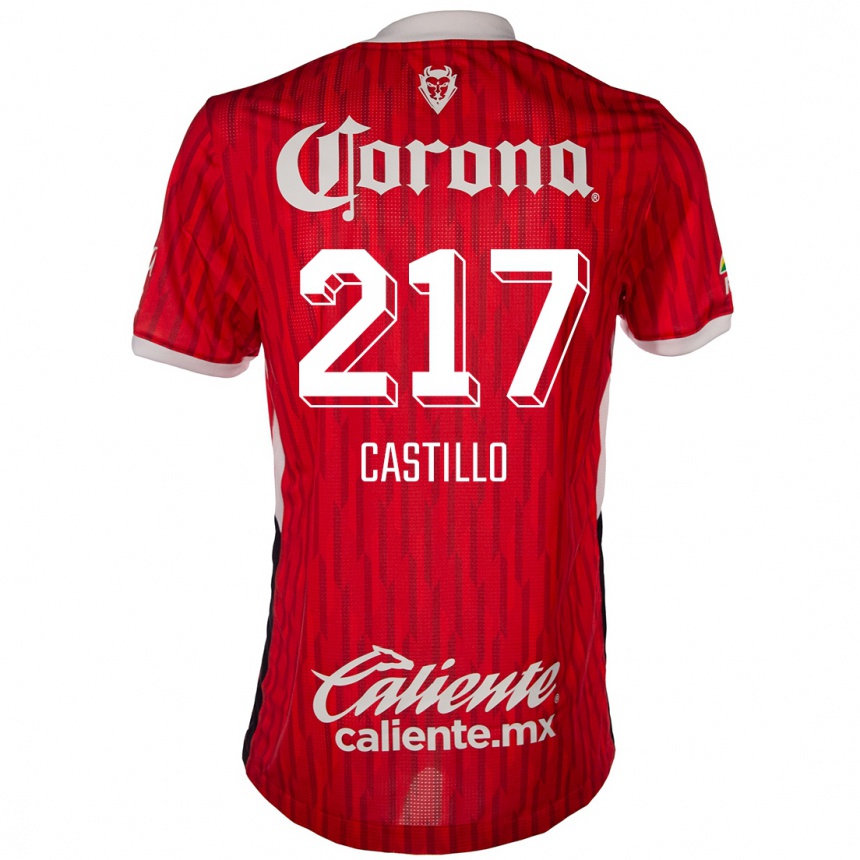 ילדים כדורגל Klever Castillo #217 אדום לבן ג'רזי ביתית 2024/25
