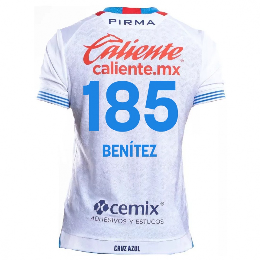 ילדים כדורגל Cristopher Benítez #185 לבן אדוםלבן כחול הרחק ג'רזי 2024/25