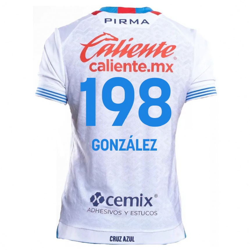 ילדים כדורגל Kenneth González #198 לבן אדוםלבן כחול הרחק ג'רזי 2024/25