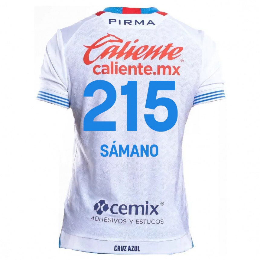 ילדים כדורגל Fernando Sámano #215 לבן אדוםלבן כחול הרחק ג'רזי 2024/25