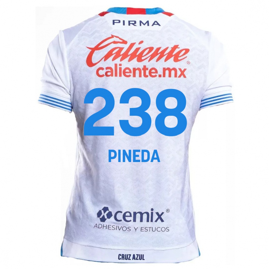 ילדים כדורגל Zadiel Pineda #238 לבן אדוםלבן כחול הרחק ג'רזי 2024/25