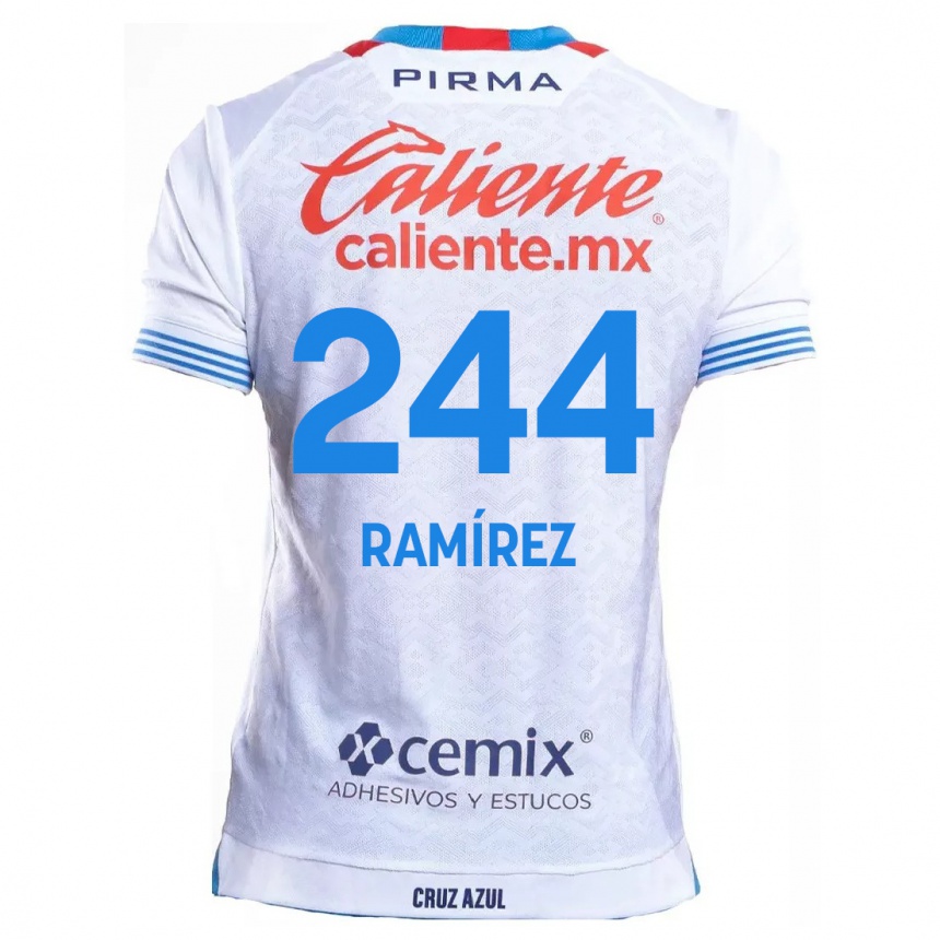 ילדים כדורגל Nicolás Ramírez #244 לבן אדוםלבן כחול הרחק ג'רזי 2024/25