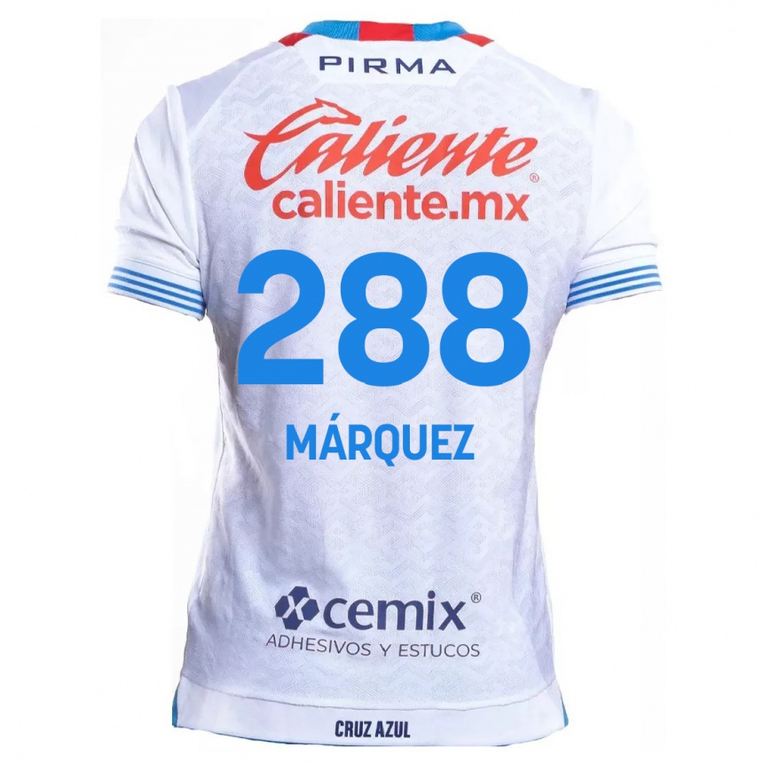 ילדים כדורגל Víctor Márquez #288 לבן אדוםלבן כחול הרחק ג'רזי 2024/25