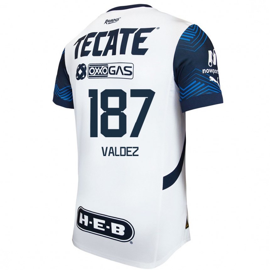 ילדים כדורגל Érick Valdez #187 לבן אדוםלבן כחול הרחק ג'רזי 2024/25