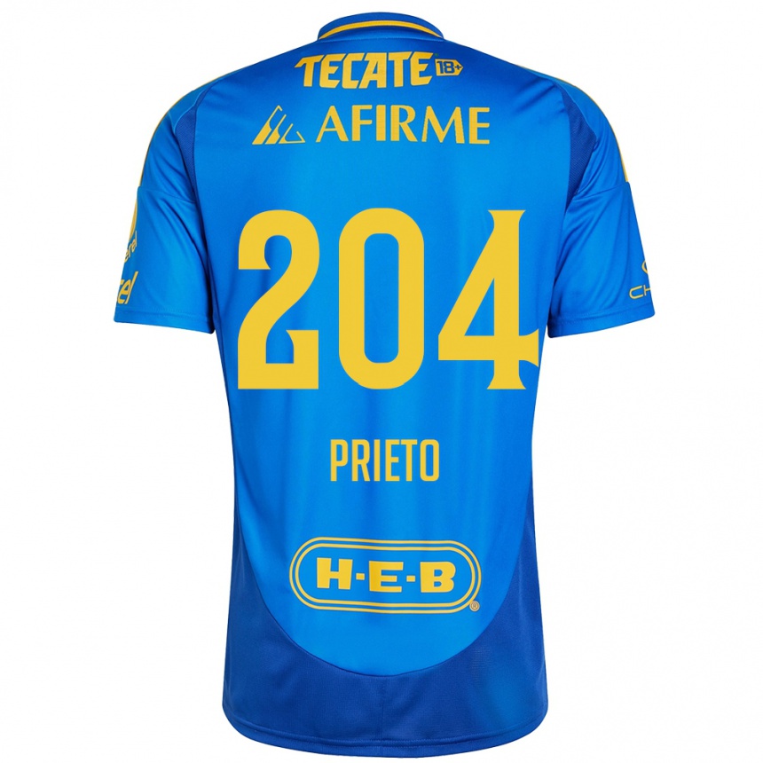 ילדים כדורגל Leonel Prieto #204 כחול צהוב הרחק ג'רזי 2024/25