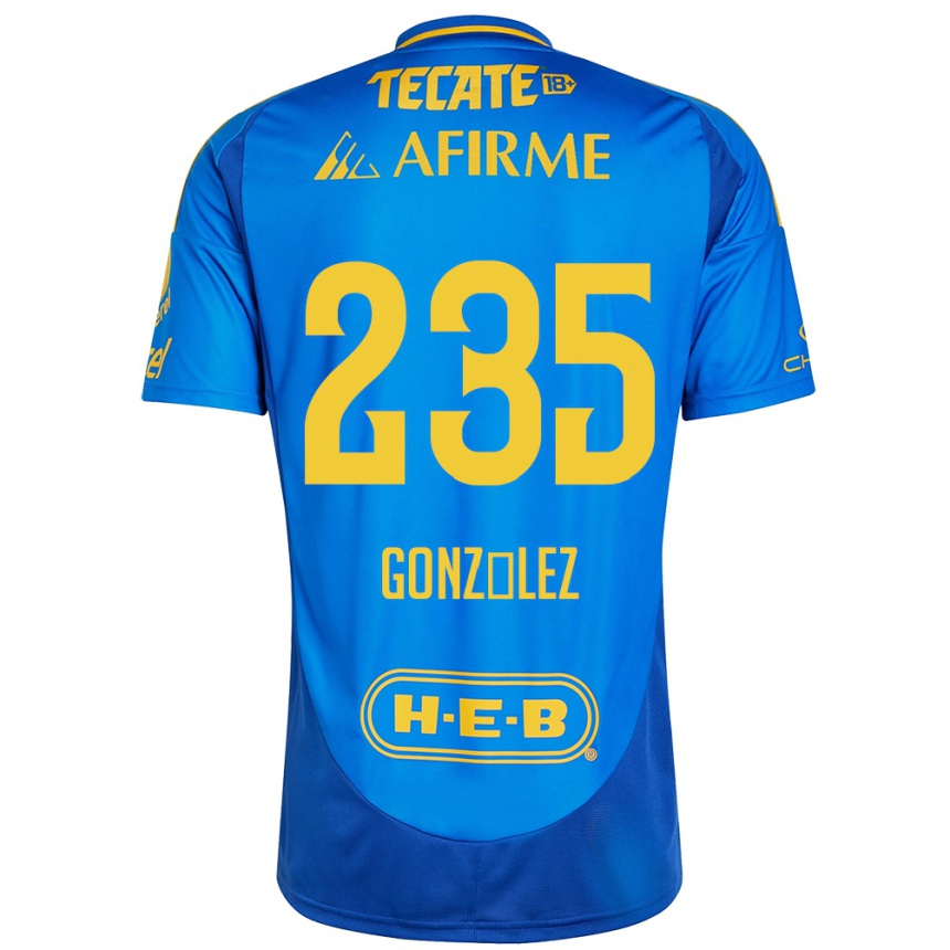 ילדים כדורגל Mauricio González #235 כחול צהוב הרחק ג'רזי 2024/25
