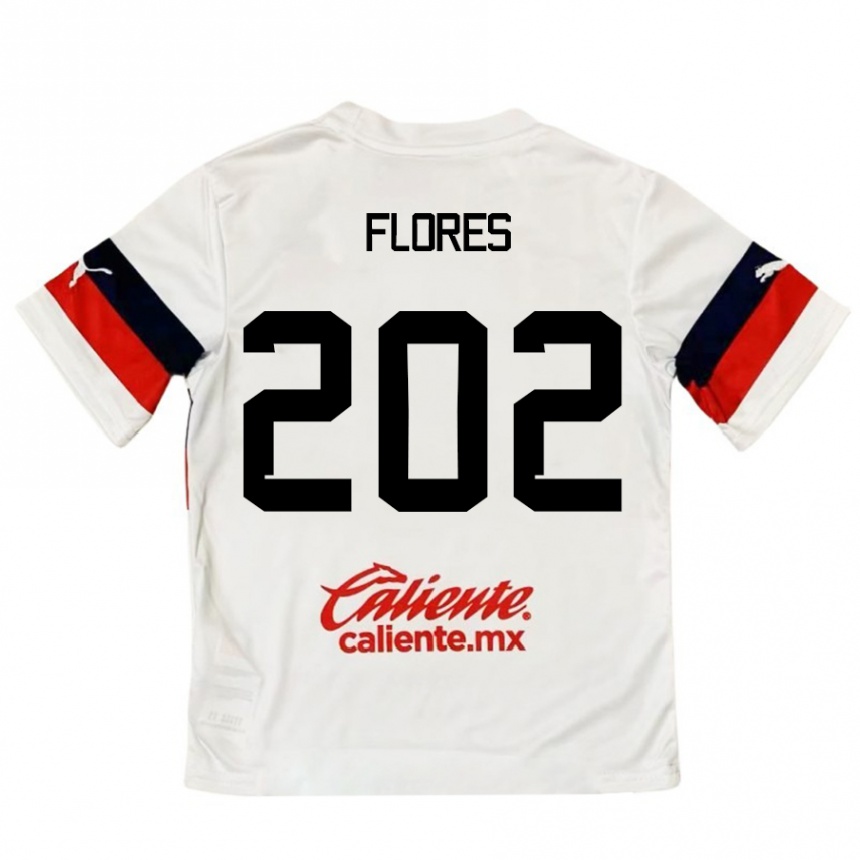ילדים כדורגל Daniel Flores #202 לבן אדום הרחק ג'רזי 2024/25