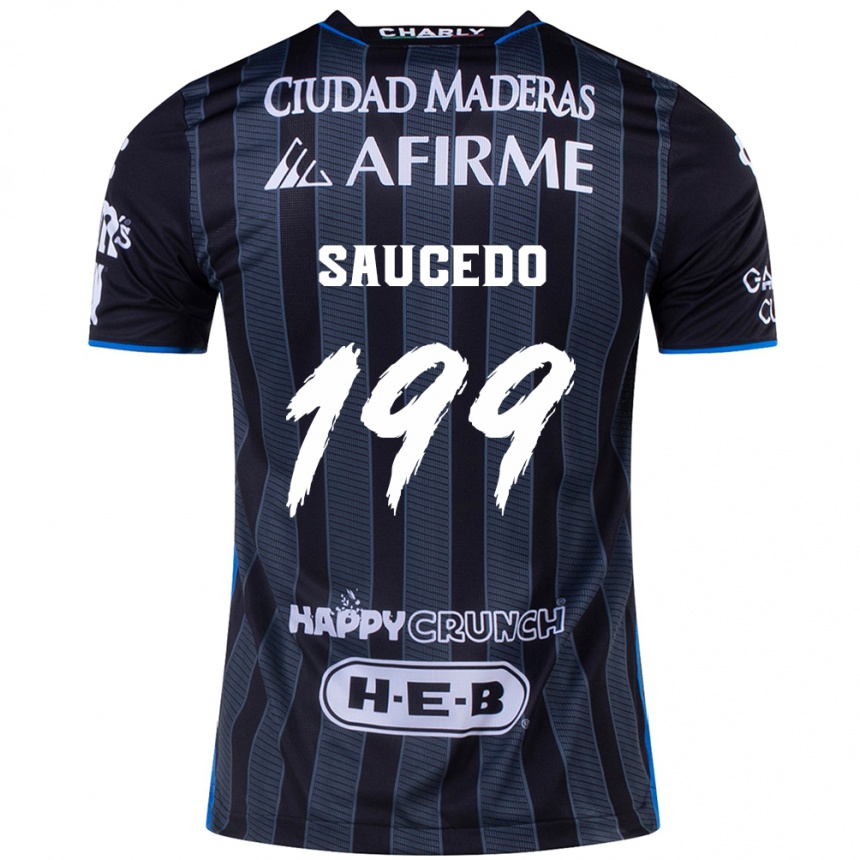ילדים כדורגל Christian Saucedo #199 לבן שחור הרחק ג'רזי 2024/25