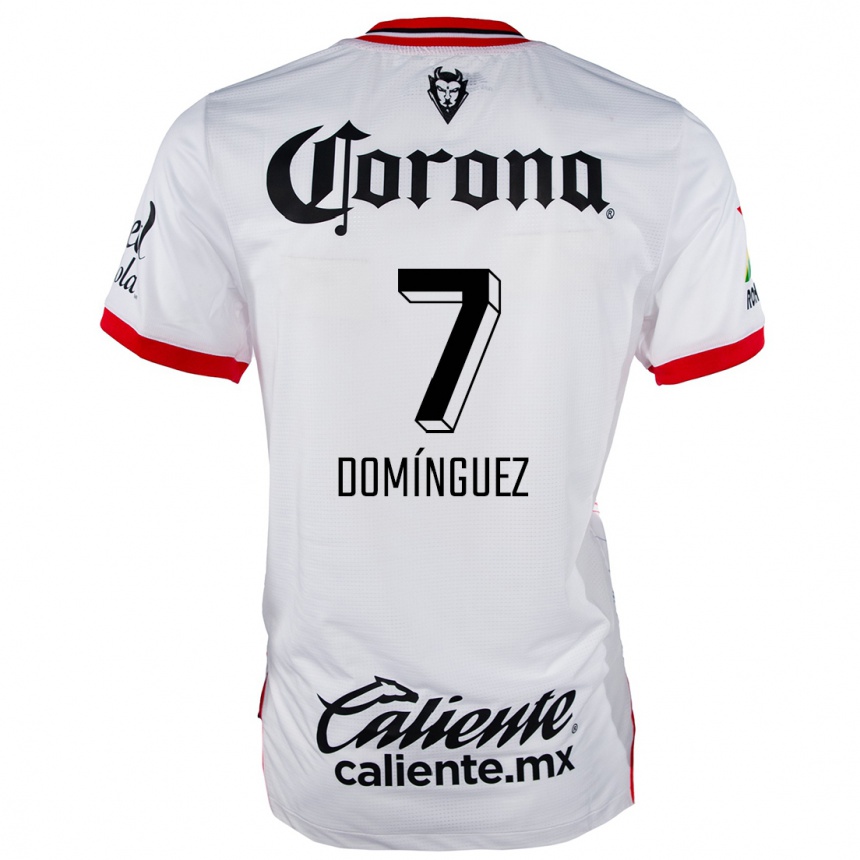 ילדים כדורגל Juan Domínguez #7 לבן אדום הרחק ג'רזי 2024/25